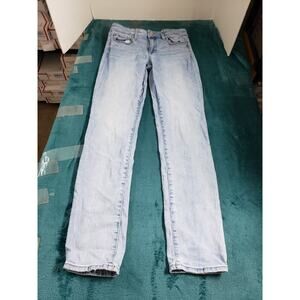 American Eagle Jeans Size 8 Long Womens Blue Stretch Pants Denim Mid Rise Skinny